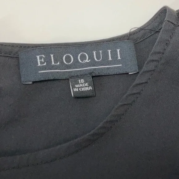 ELOQUII Long Sleeve Blouse Top Black Size 18 - Picture 4 of 9